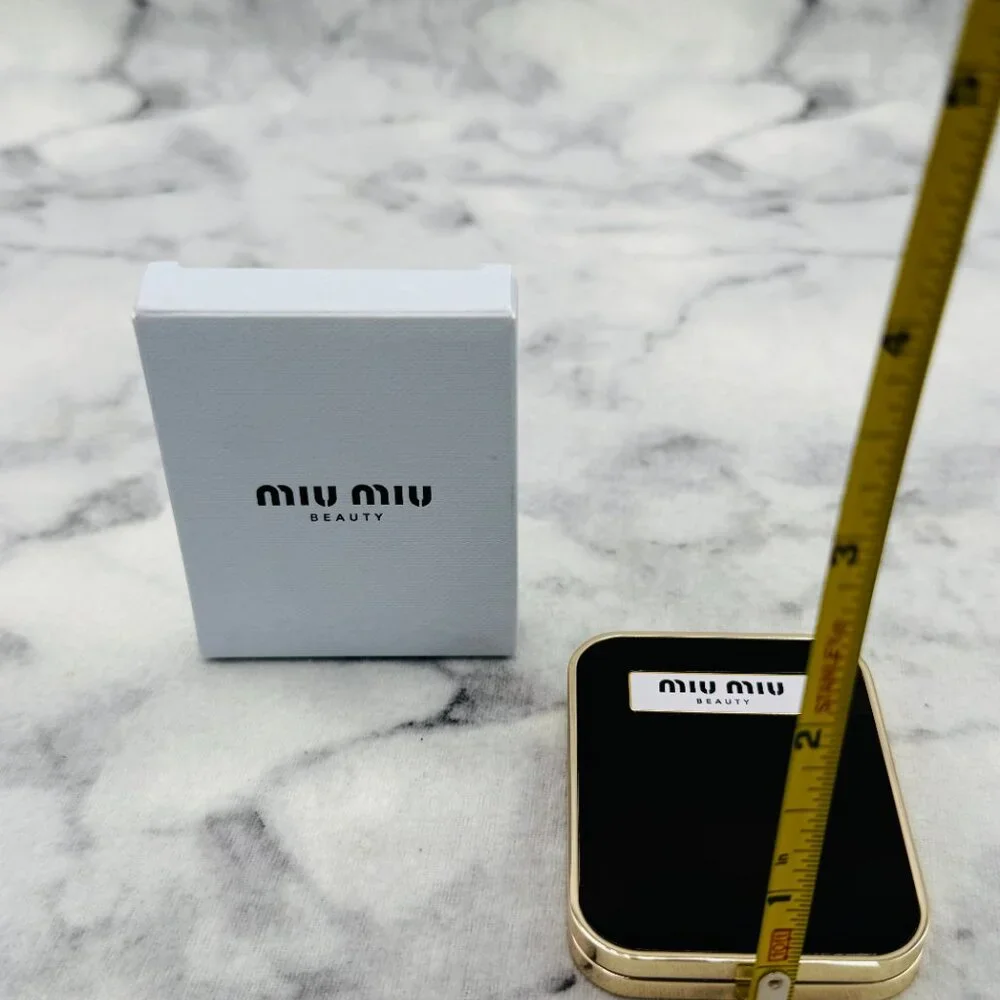 Miu Miu Beauty Mirror Black Gold Rectangular Compact Mirror Limit 2.5in-BOX-NEW